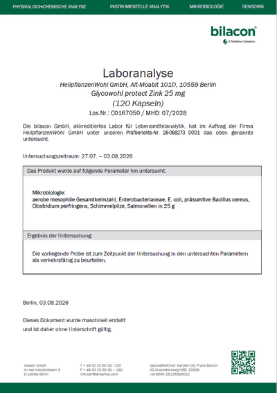Laboranalyse Zink Charge C0167050