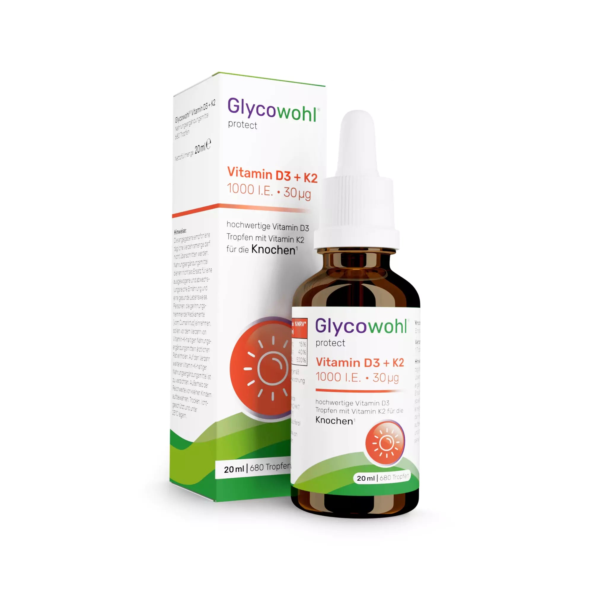 Vitamin D3+K2 Tropfen | 1000 I.E. · 30 µg