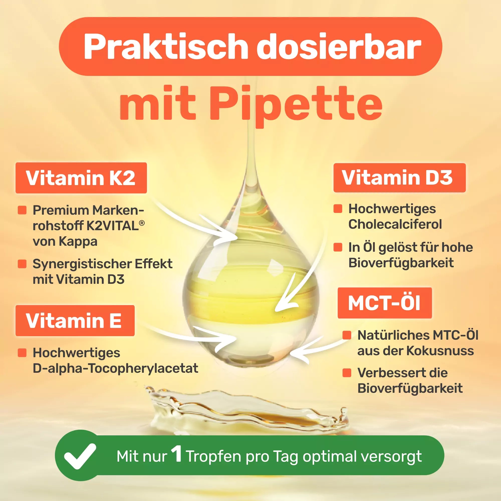 Vitamin D3+K2 Tropfen | 1000 I.E. · 30 µg